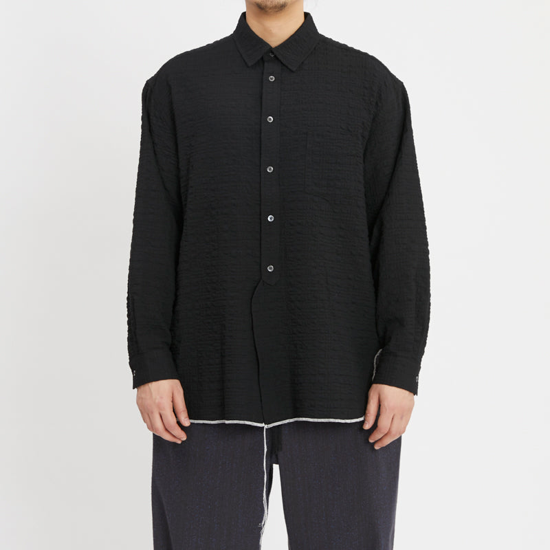Langston Shirt - Black Puckered