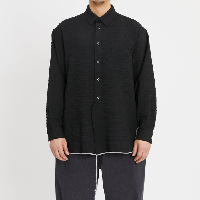 Langston Shirt - Black Puckered