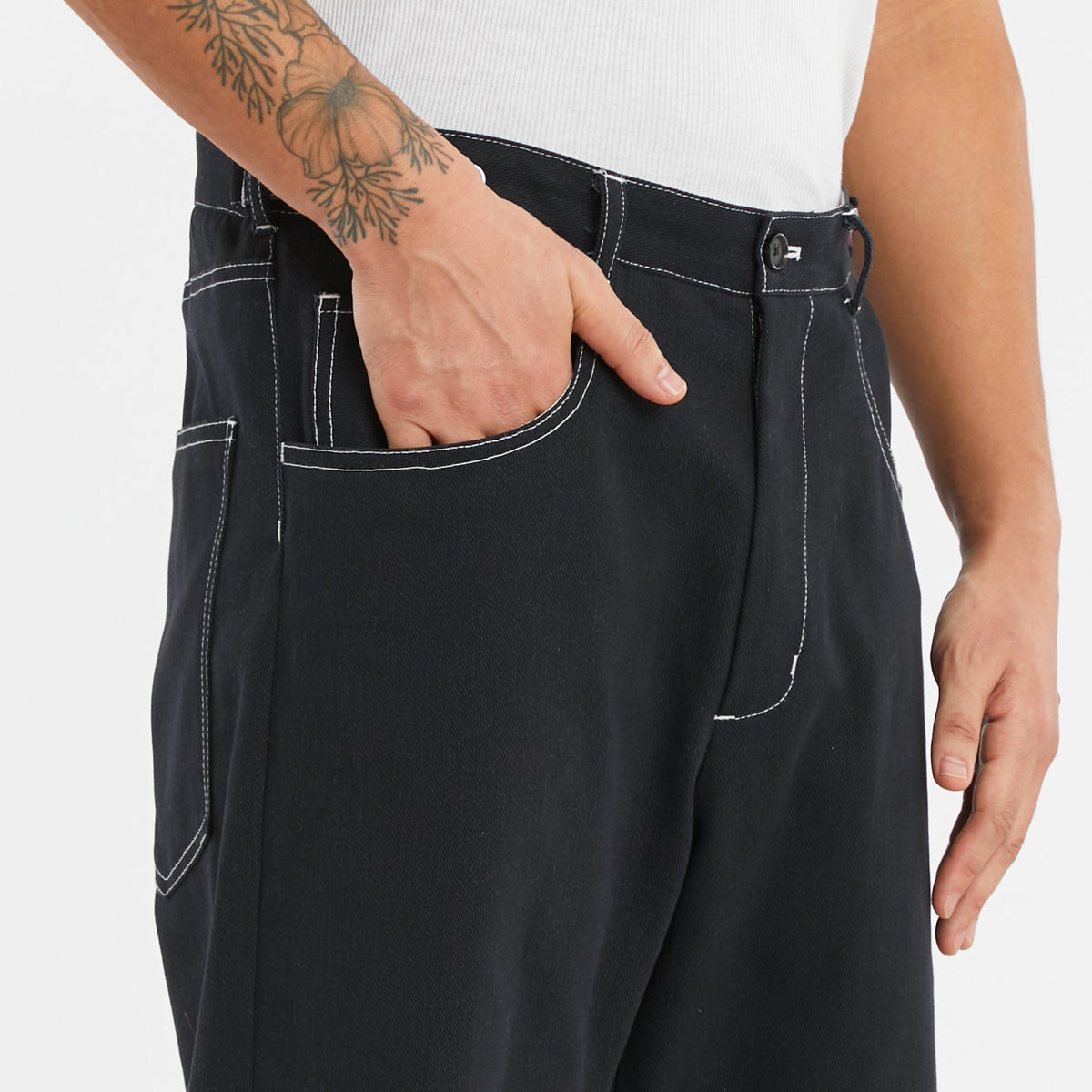 Ranch Pant - Black Brushed Cotton Twill