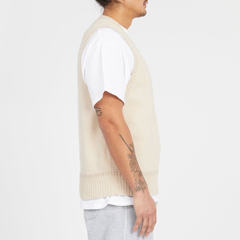 Sweater Vest - Cream Cotton