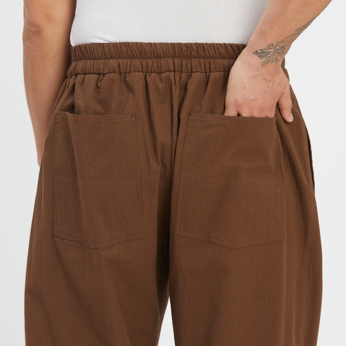 Big Bronco Pant - Brown Puckered Cotton