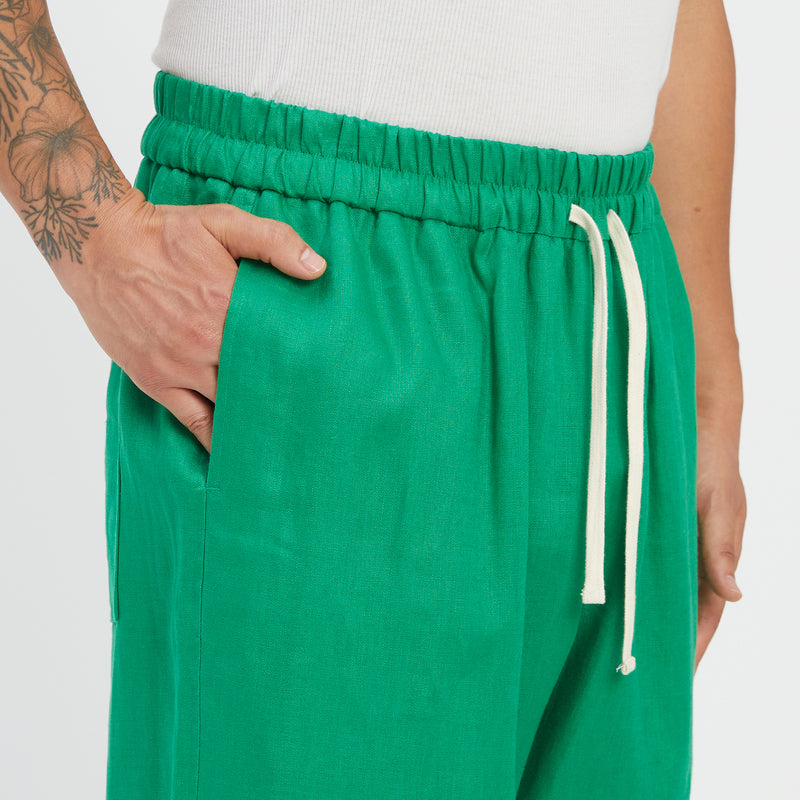 Big Bronco Pant - Kelly Green Linen / Rayon