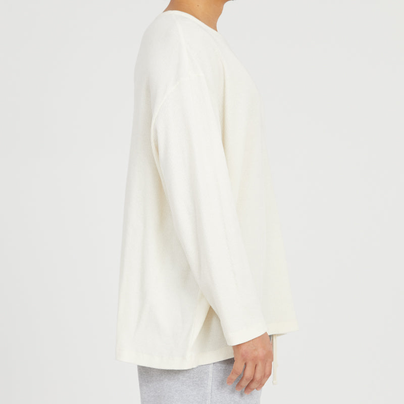 Waffle Thermal Long Sleeve T-Shirt - Cream