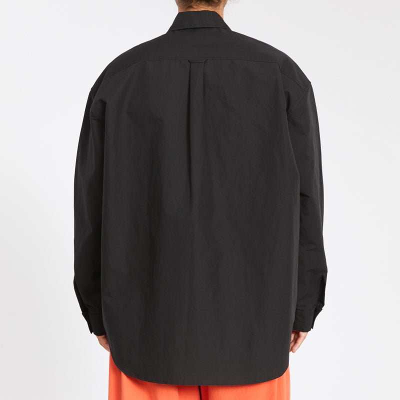 Savant Shirt - Black Coated Linen Cotton
