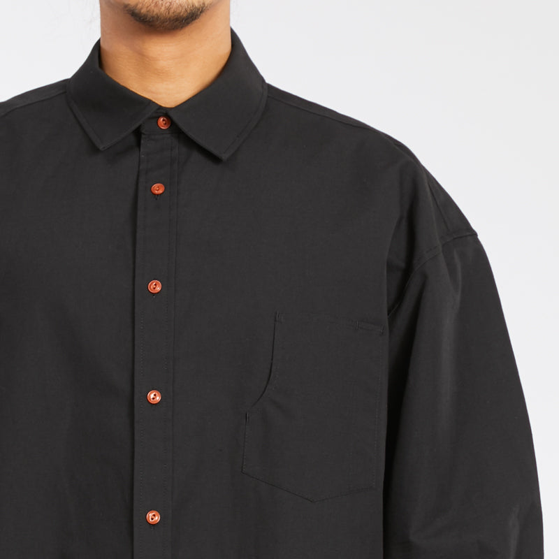 Savant Shirt - Black Coated Linen Cotton