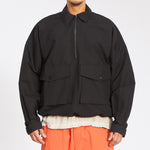 Skiff Pullover Jacket - Black Coated Linen/Cotton