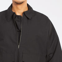 Skiff Pullover Jacket - Black Coated Linen/Cotton