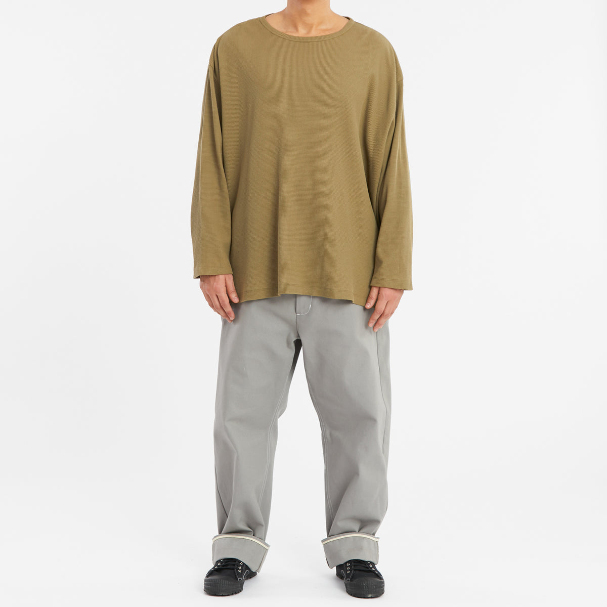 Waffle Thermal Long Sleeve T-Shirt - Olive