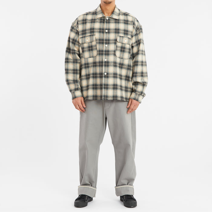Park Shirt/Jacket - Green Plaid Cotton Flannel