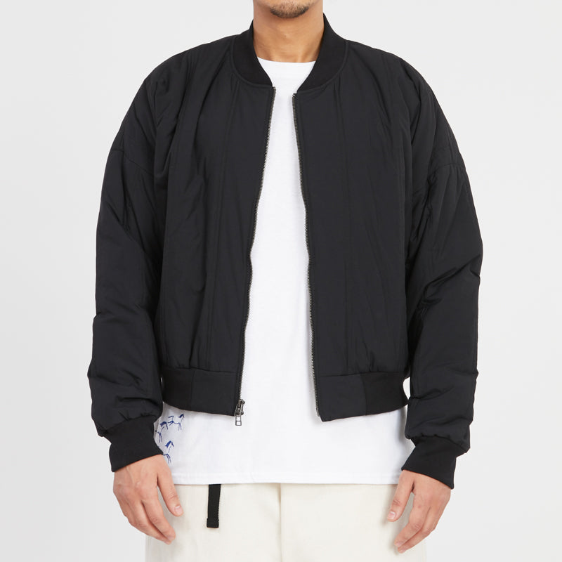 Reversible Bomber Jacket - Black Quilted Recycled Nylon WR