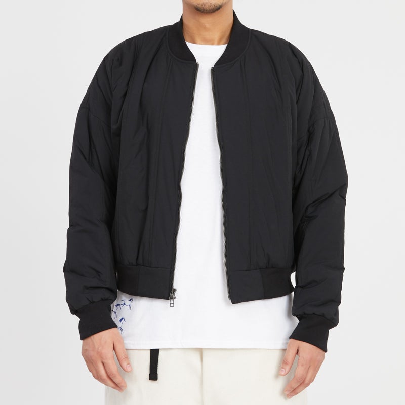 Reversible Bomber Jacket - Black Quilted Recycled Nylon WR