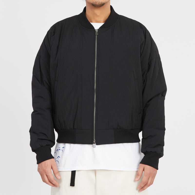 Reversible Bomber Jacket - Black Quilted Recycled Nylon WR