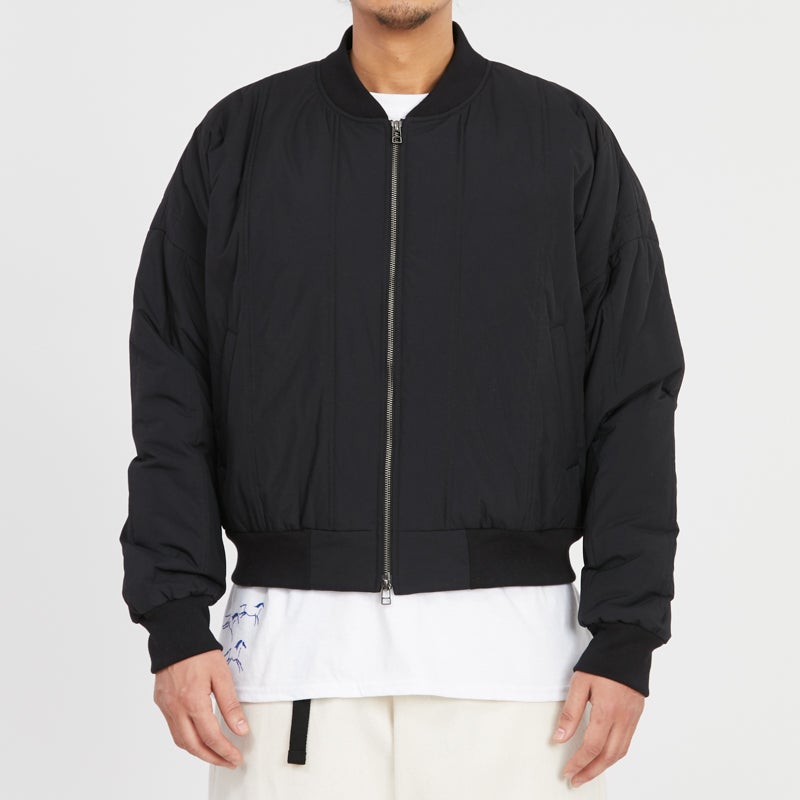 Reversible Bomber Jacket - Black Quilted Recycled Nylon WR