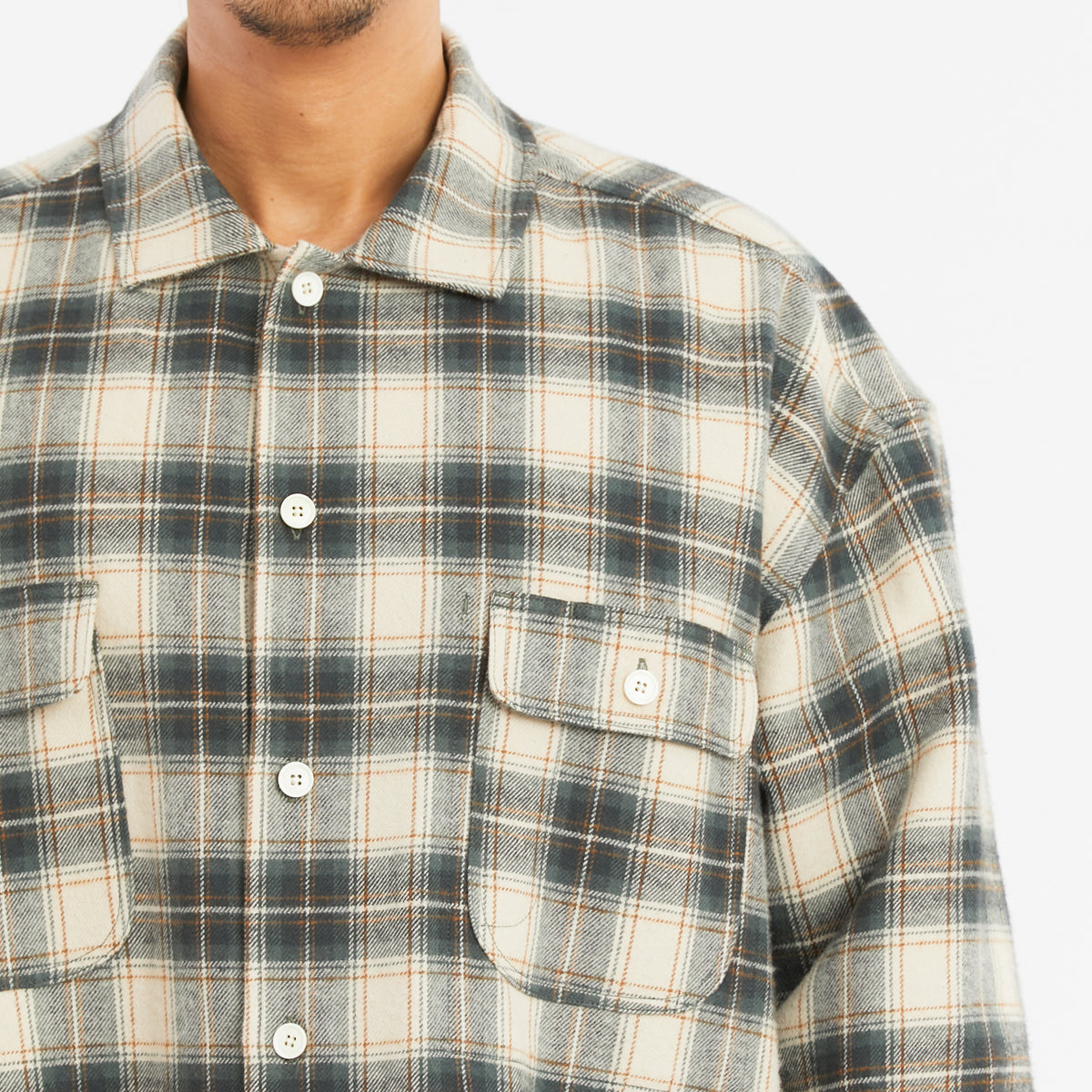 Park Shirt/Jacket - Green Plaid Cotton Flannel