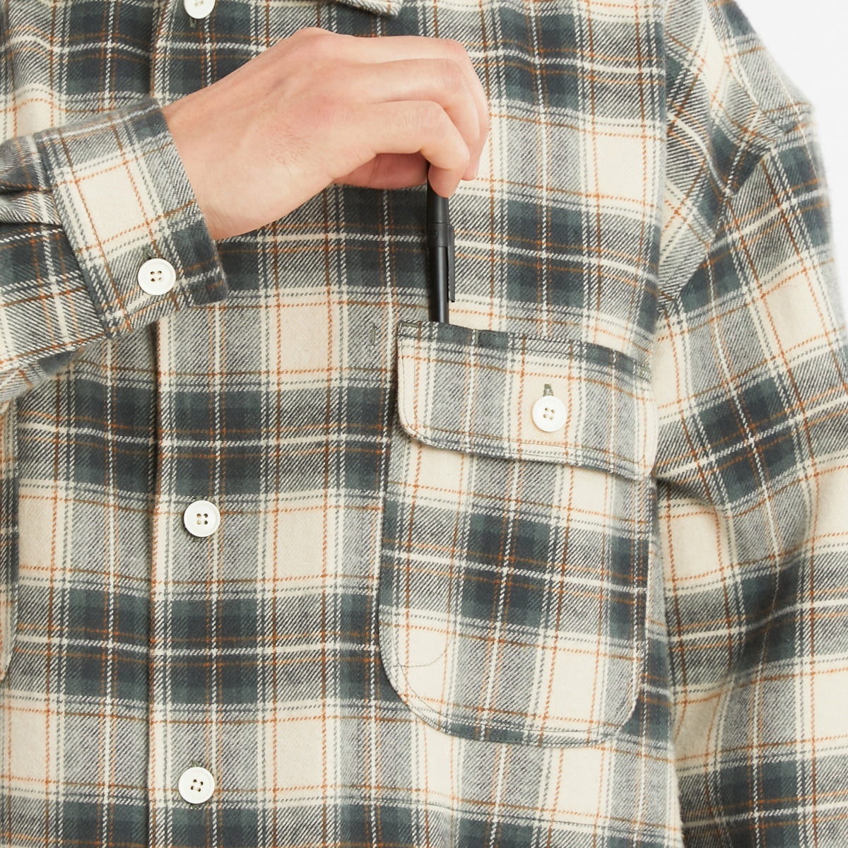 Park Shirt/Jacket - Green Plaid Cotton Flannel