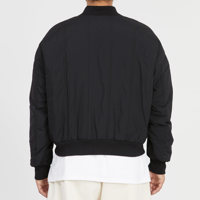 Reversible Bomber Jacket - Black Quilted Recycled Nylon WR