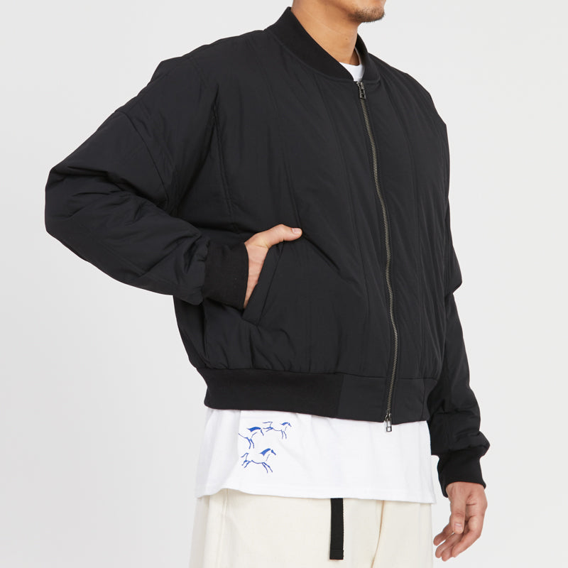 Reversible Bomber Jacket - Black Quilted Recycled Nylon WR