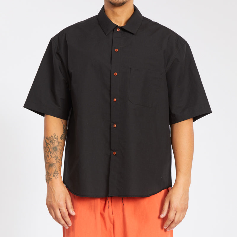 Sage Shirt - Black Coated Linen Cotton