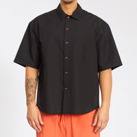 Sage Shirt - Black Coated Linen Cotton