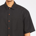 Sage Shirt - Black Coated Linen Cotton
