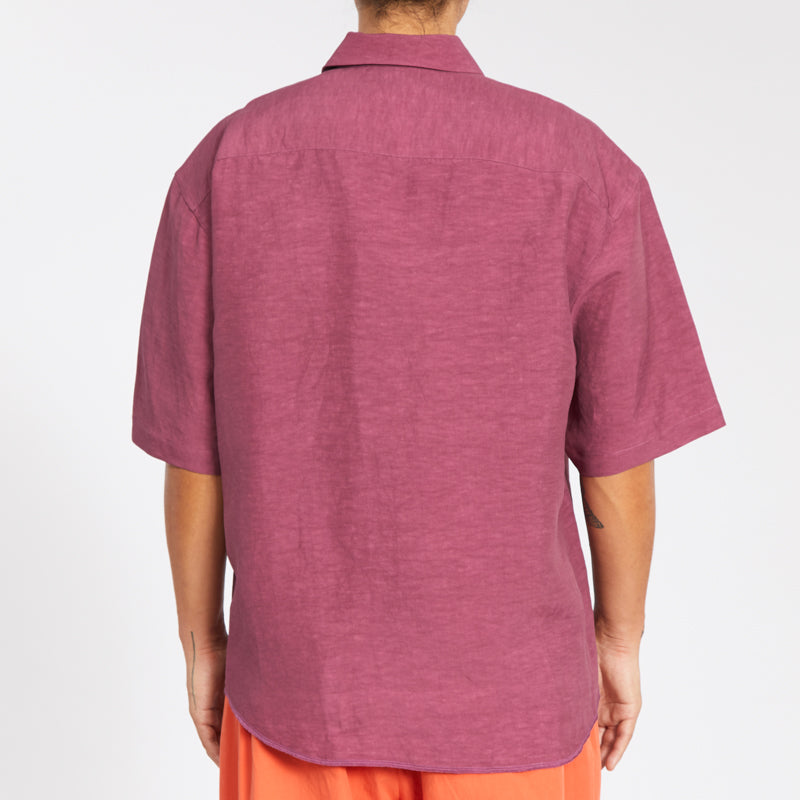 Sage Shirt - Magenta Viscose Linen