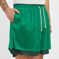 Reversible Ball Short - Kelly & Forest Green Mesh