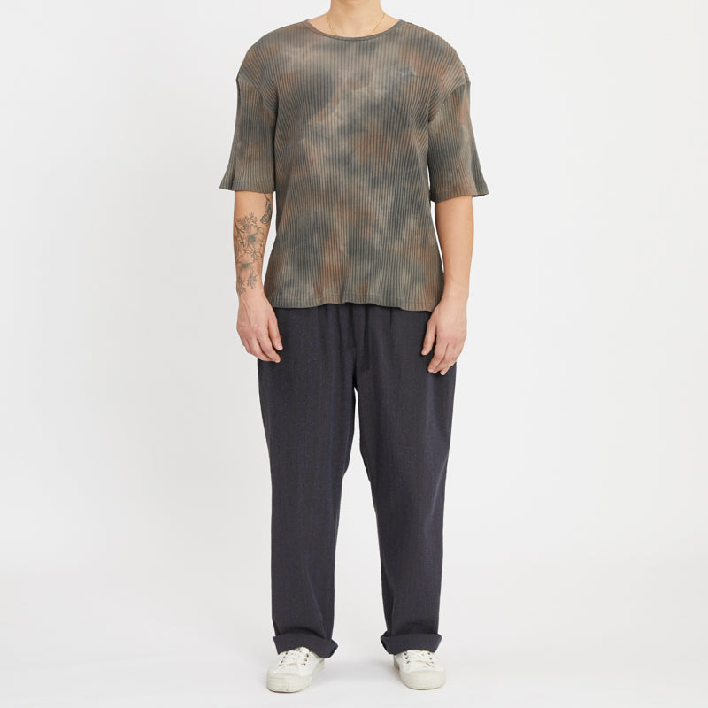 Short Sleeve Ribbed T-shirt - Grey Tie-Dye