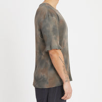 Short Sleeve Ribbed T-shirt - Grey Tie-Dye