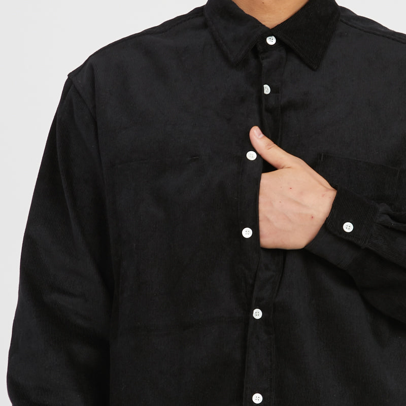 Dexter Shirt - Black Thin Wale Cotton Corduroy
