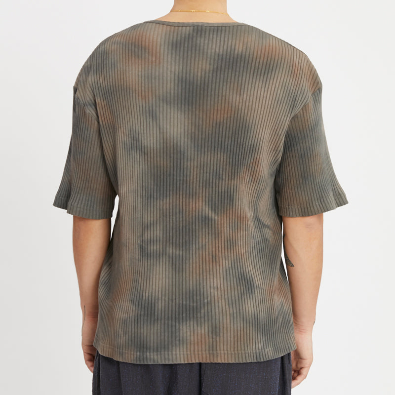 Short Sleeve Ribbed T-shirt - Grey Tie-Dye