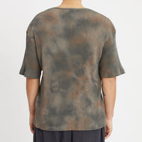 Short Sleeve Ribbed T-shirt - Grey Tie-Dye