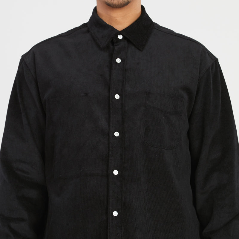 Dexter Shirt - Black Thin Wale Cotton Corduroy