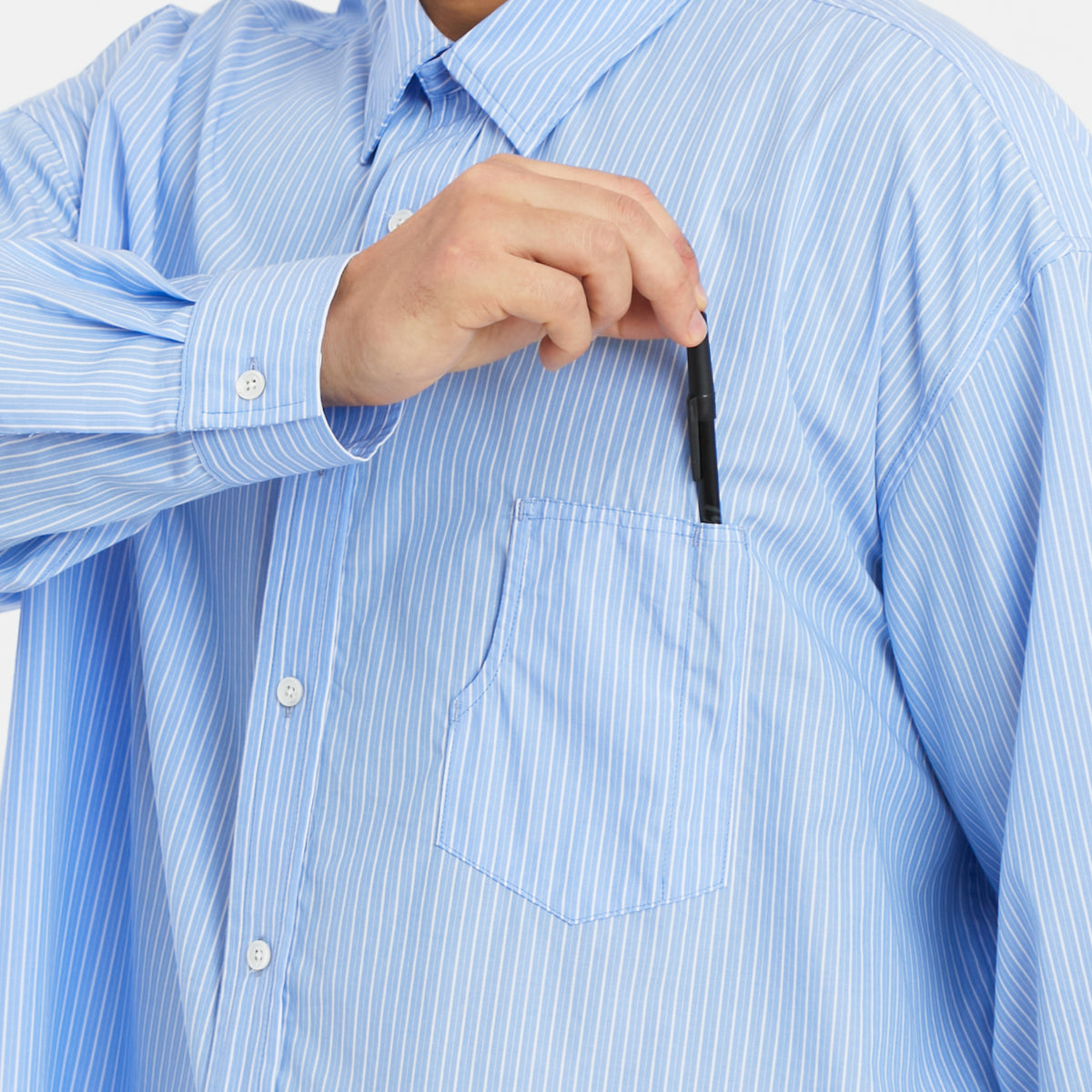 Savant Shirt - Blue & White Striped Cotton