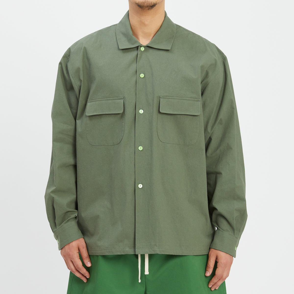 Warrick Shirt - Olive Cotton