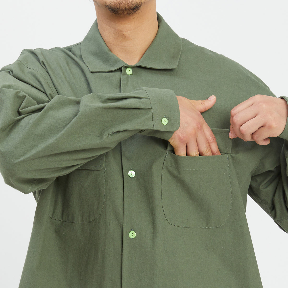 Warrick Shirt - Olive Cotton