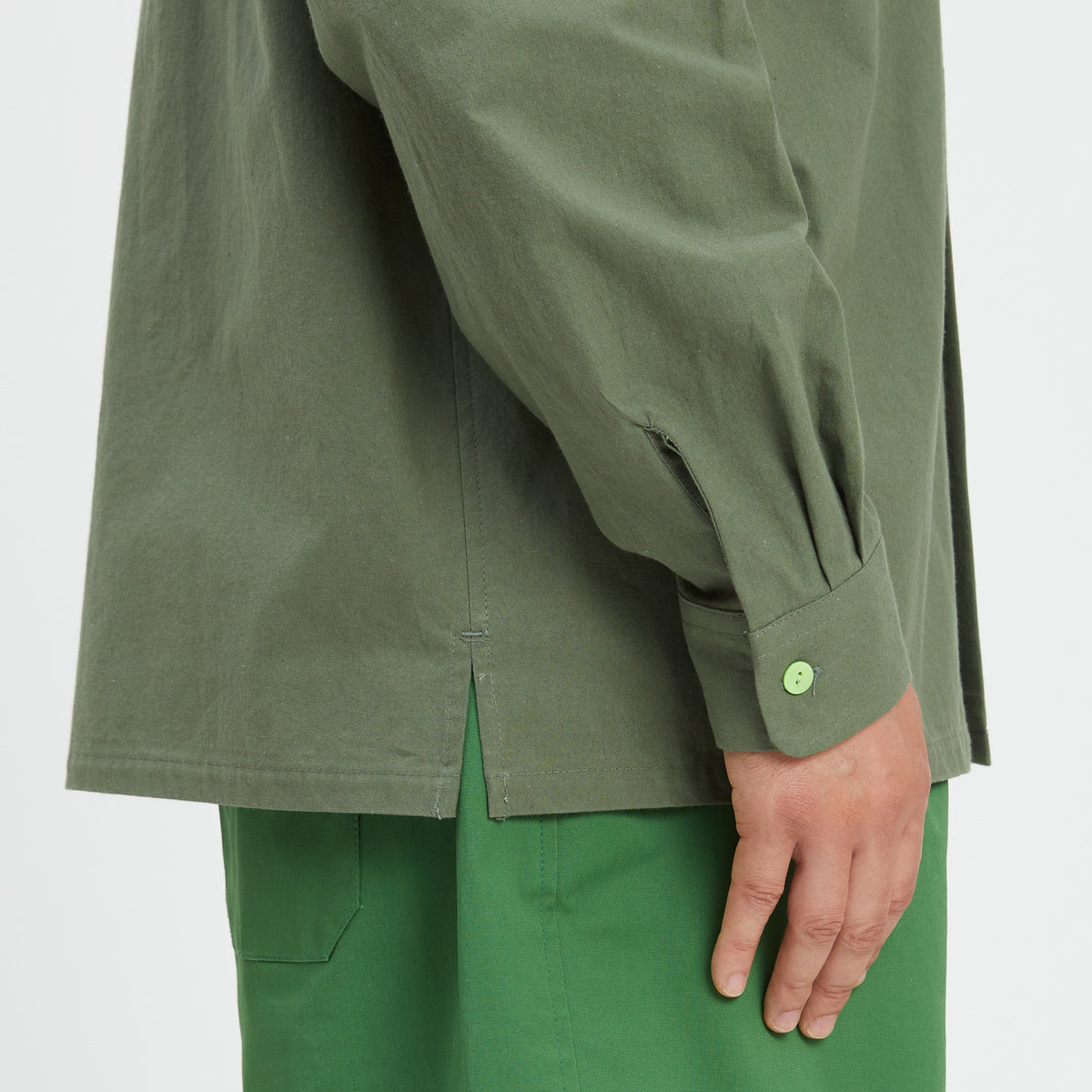 Warrick Shirt - Olive Cotton
