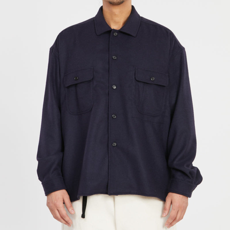 Park Shirt/Jacket - Navy Camel Hair