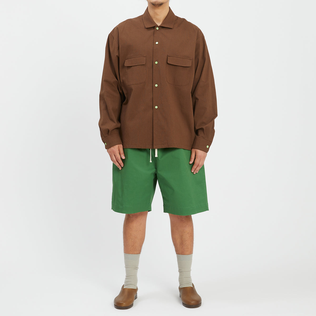 Warrick Shirt - Brown Puckered Cotton