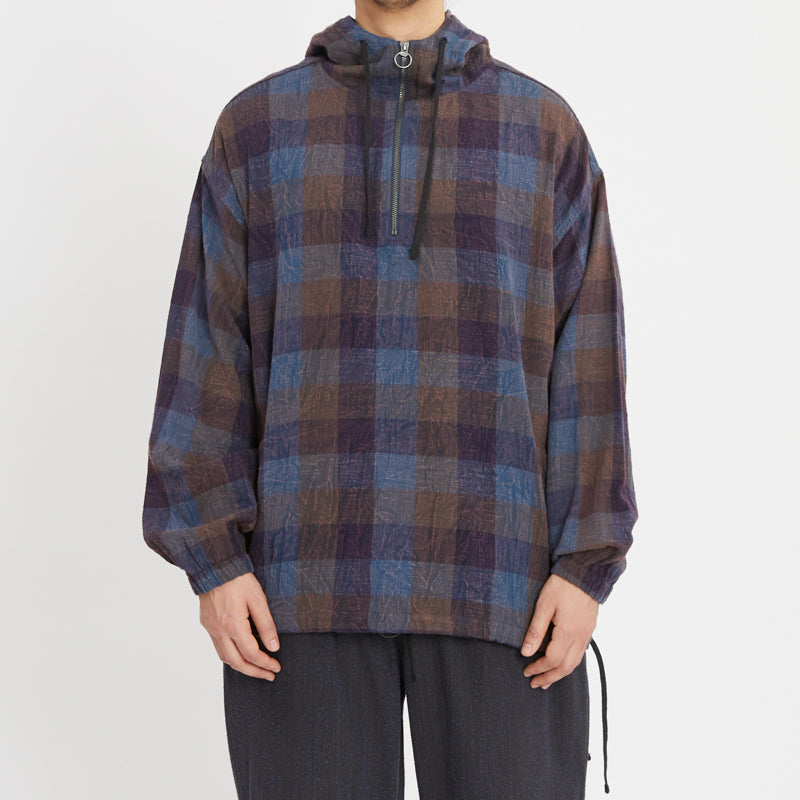 Pod Pullover Jacket - Blue & Purple Plaid