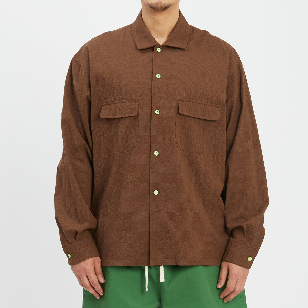 Warrick Shirt - Brown Puckered Cotton
