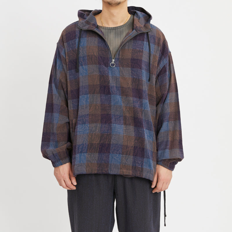 Pod Pullover Jacket - Blue & Purple Plaid