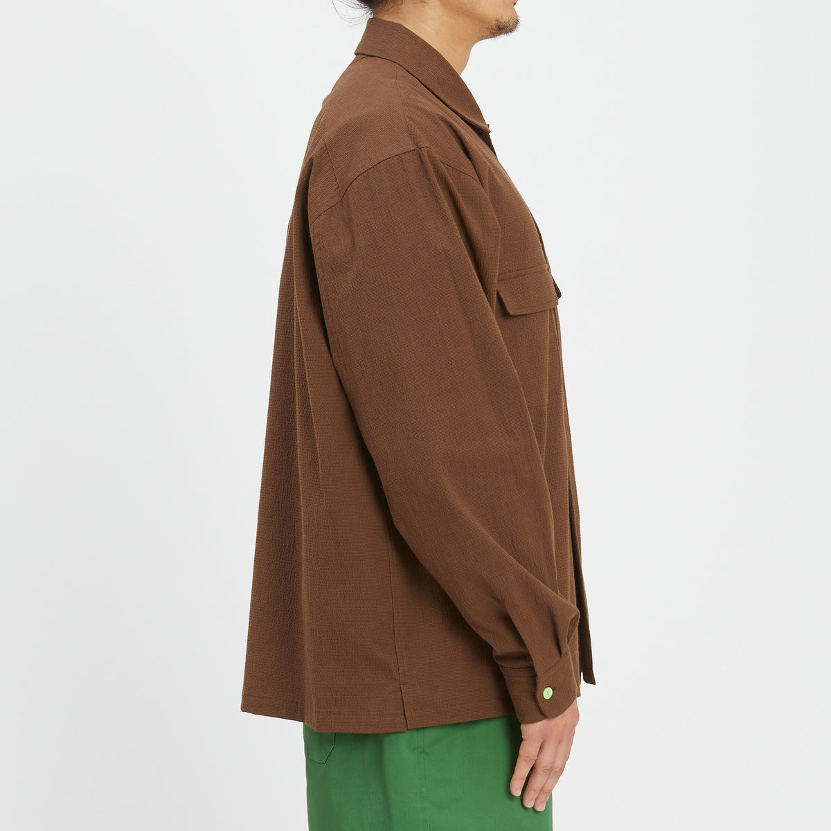 Warrick Shirt - Brown Puckered Cotton