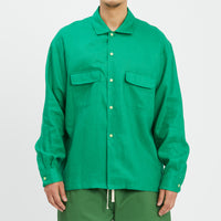 Warrick Shirt - Kelly Green Linen/Rayon