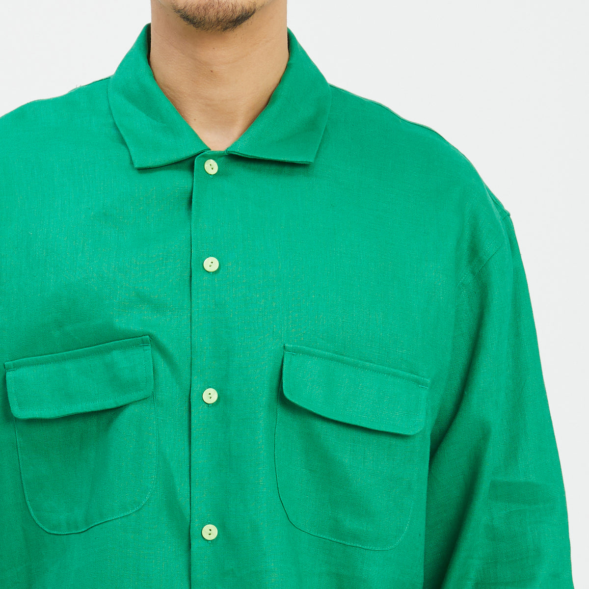 Warrick Shirt - Kelly Green Linen/Rayon