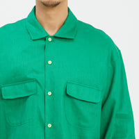 Warrick Shirt - Kelly Green Linen/Rayon