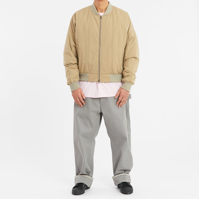 Reversible Bomber Jacket - Tan Quilted Recycled Nylon WR