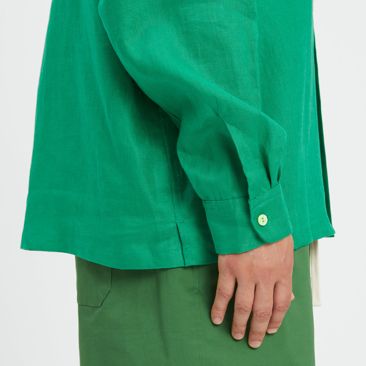 Warrick Shirt - Kelly Green Linen/Rayon