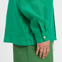 Warrick Shirt - Kelly Green Linen/Rayon