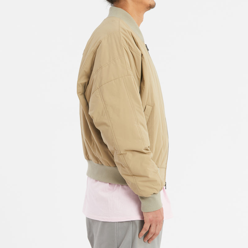 Reversible Bomber Jacket - Tan Quilted Recycled Nylon WR