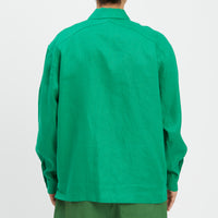 Warrick Shirt - Kelly Green Linen/Rayon